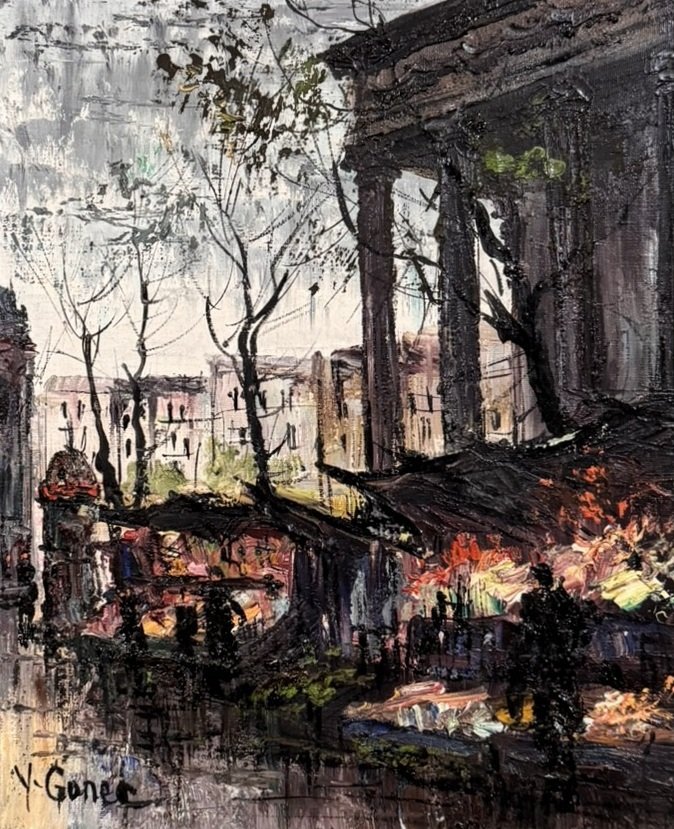 Yves Gonec - Animated View Of Paris Oil On Canvas Signed Lower Left-photo-2