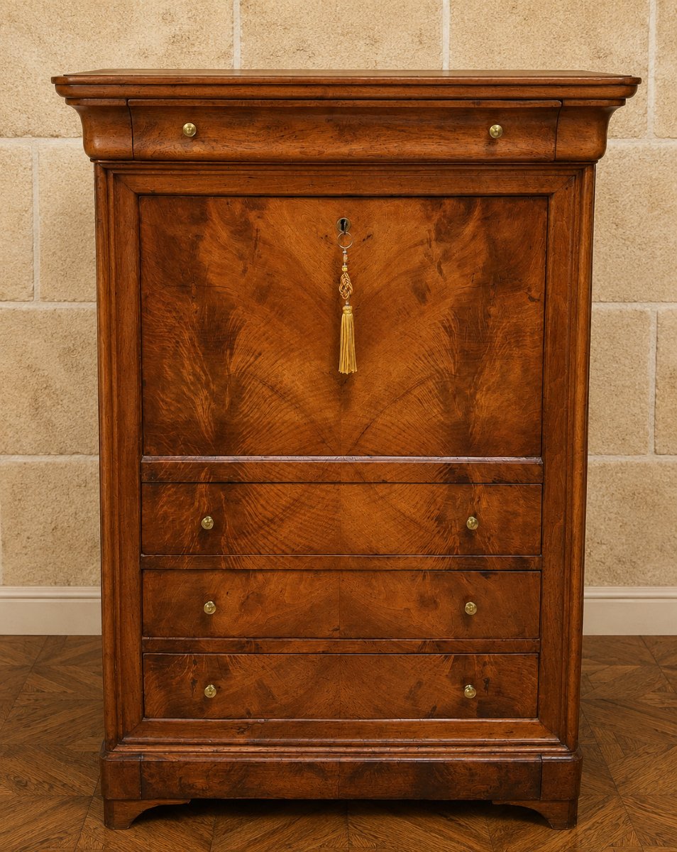 secrétaire a doucine époque Louis Philippe en noyer, XIXe siècle  -photo-2