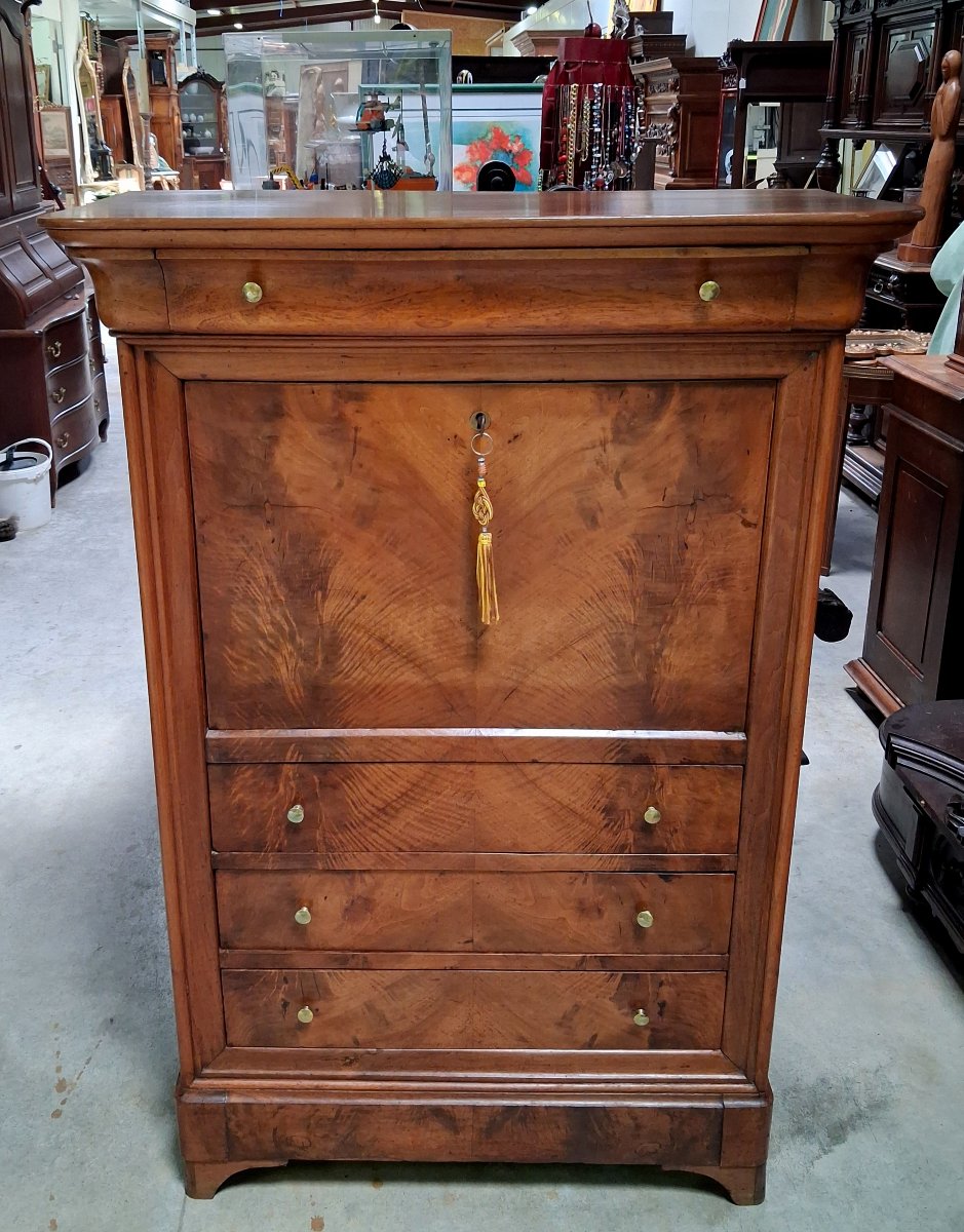 secrétaire a doucine époque Louis Philippe en noyer, XIXe siècle  -photo-4