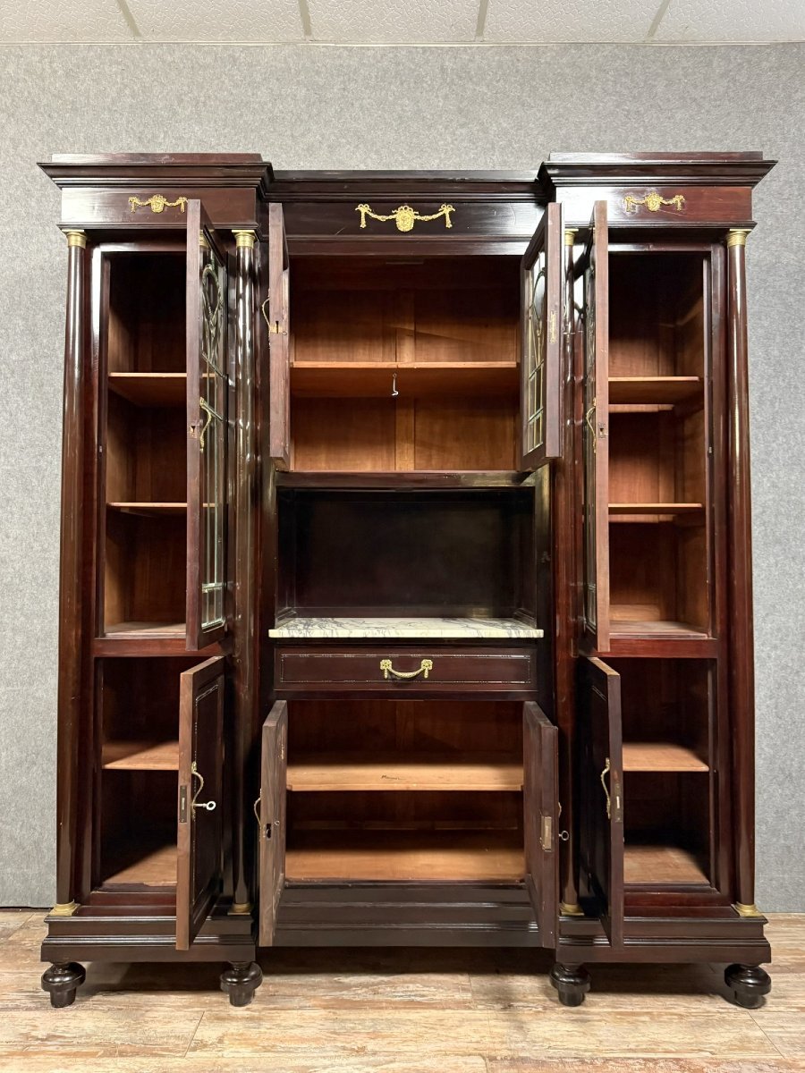 Large Empire-style Mahogany Display Bookcase From The Late 19th Century-photo-3