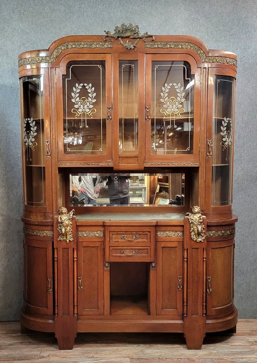 Important Art Nouveau Display Cabinet With Putti, Circa 1900 -photo-2