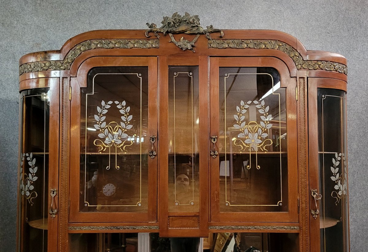 Important Art Nouveau Display Cabinet With Putti, Circa 1900 -photo-2