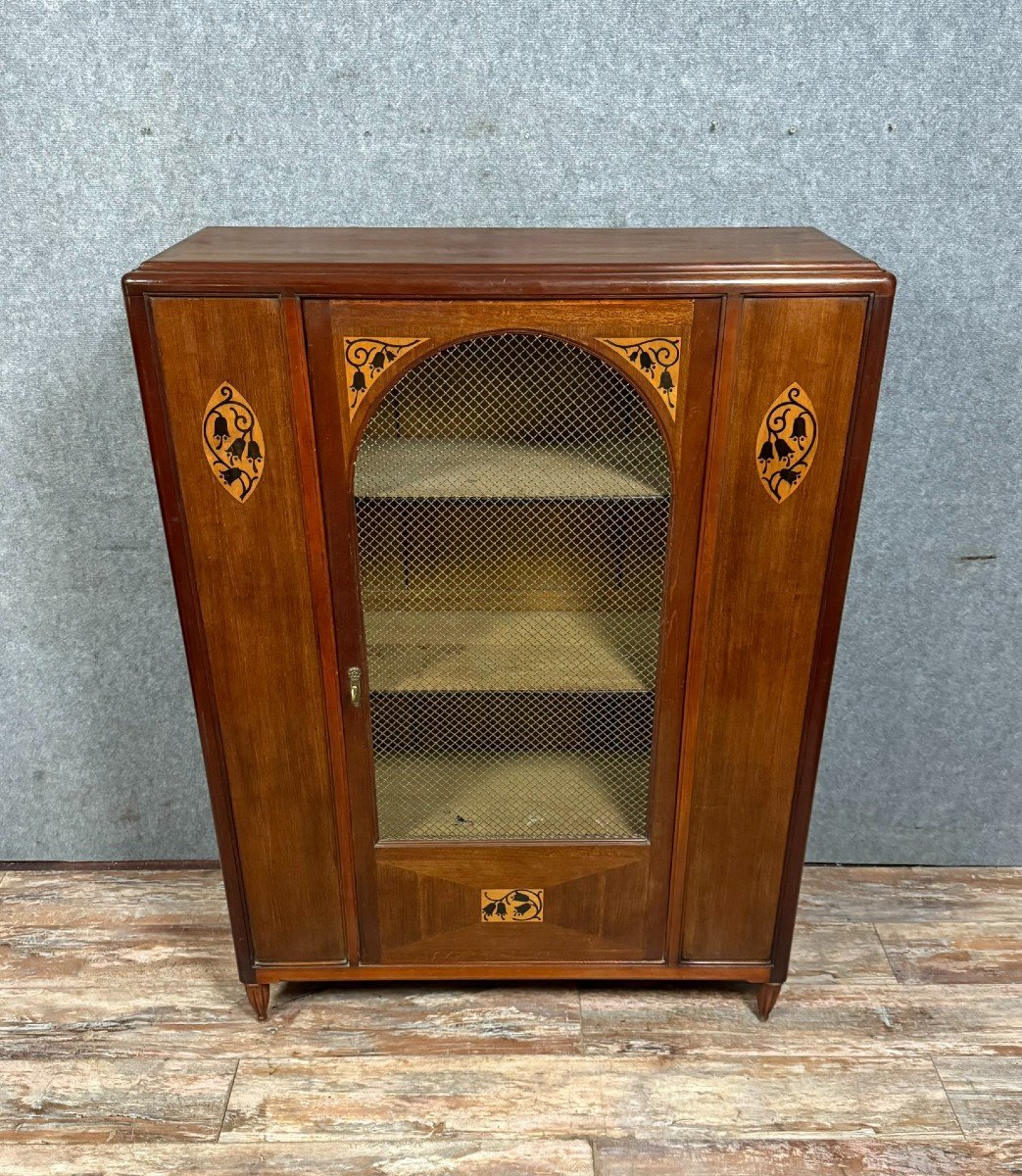 Art Nouveau Bookcase With Stylized Floral Motifs, Circa 1900 -photo-2