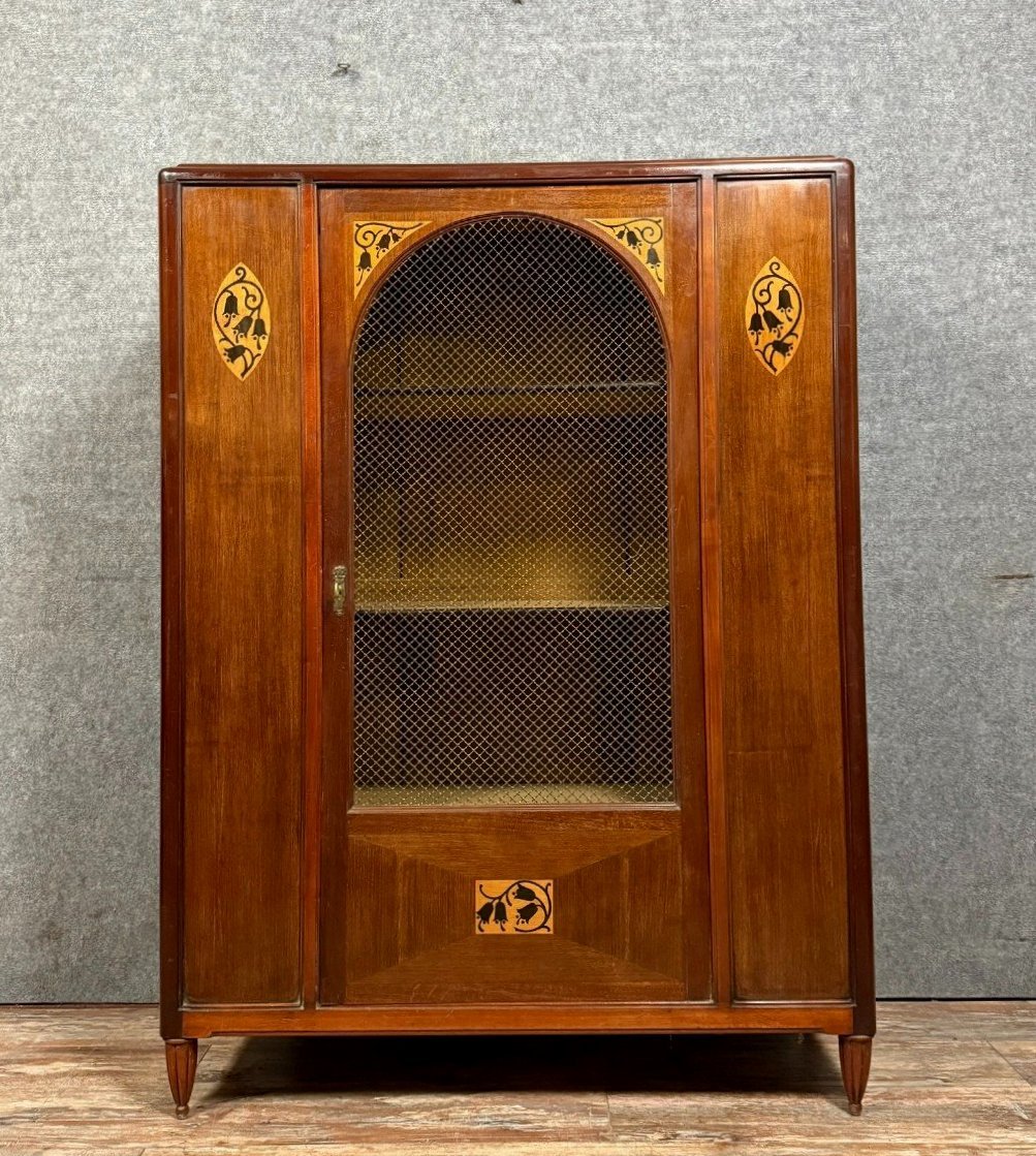 Art Nouveau Bookcase With Stylized Floral Motifs, Circa 1900 -photo-5