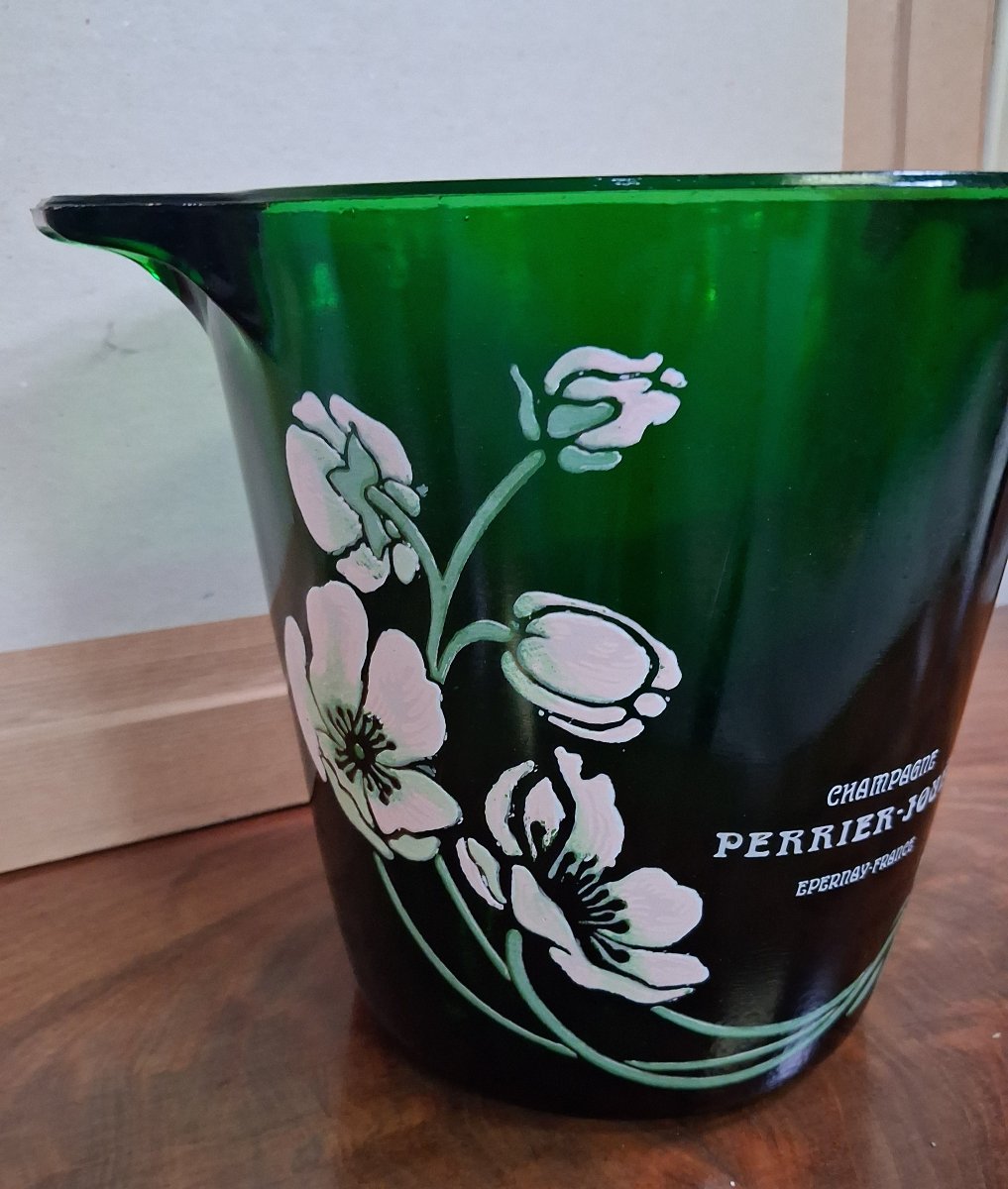 Perrier-jouët “anémones” Champagne Bucket In Green Glass -photo-3