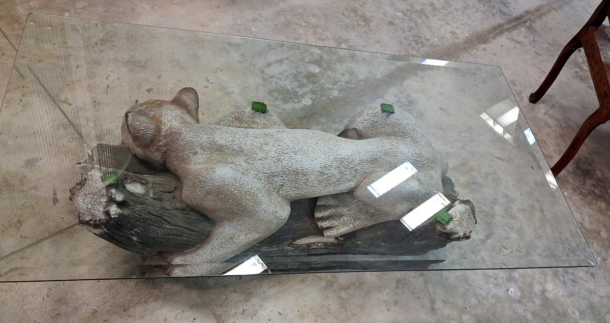 Table basse sculpturale "Panthère" vintage -photo-4