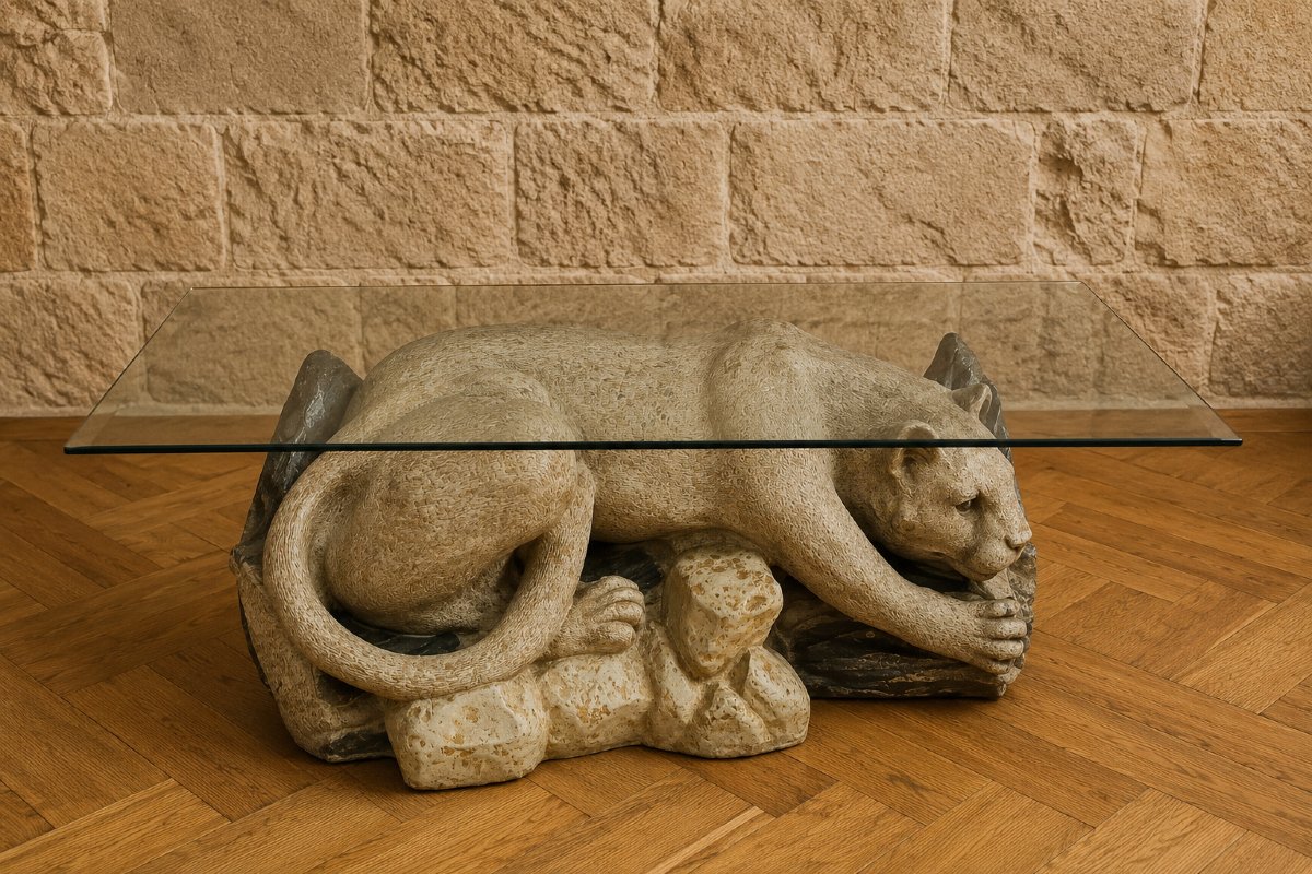Table basse sculpturale "Panthère" vintage 