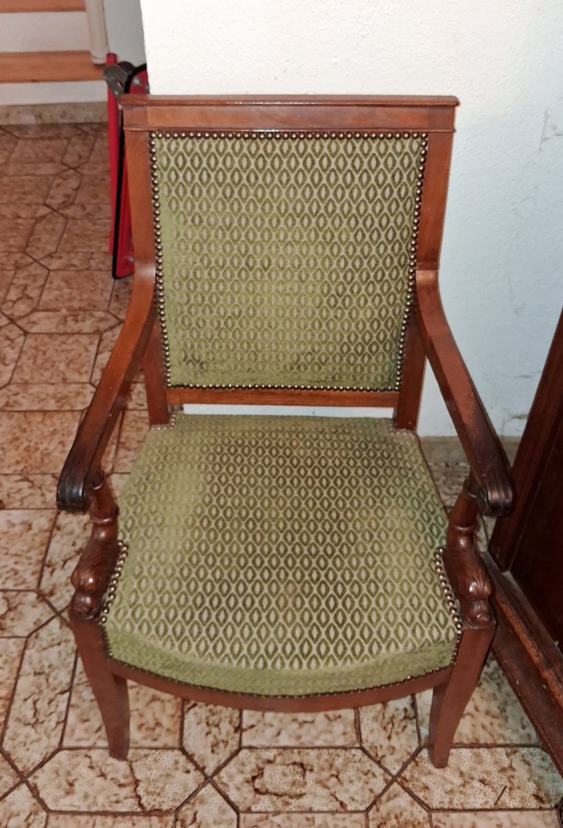 Fauteuil Empire aux dauphins En Acajou, Accotoirs à Consoles Sculptées-photo-4