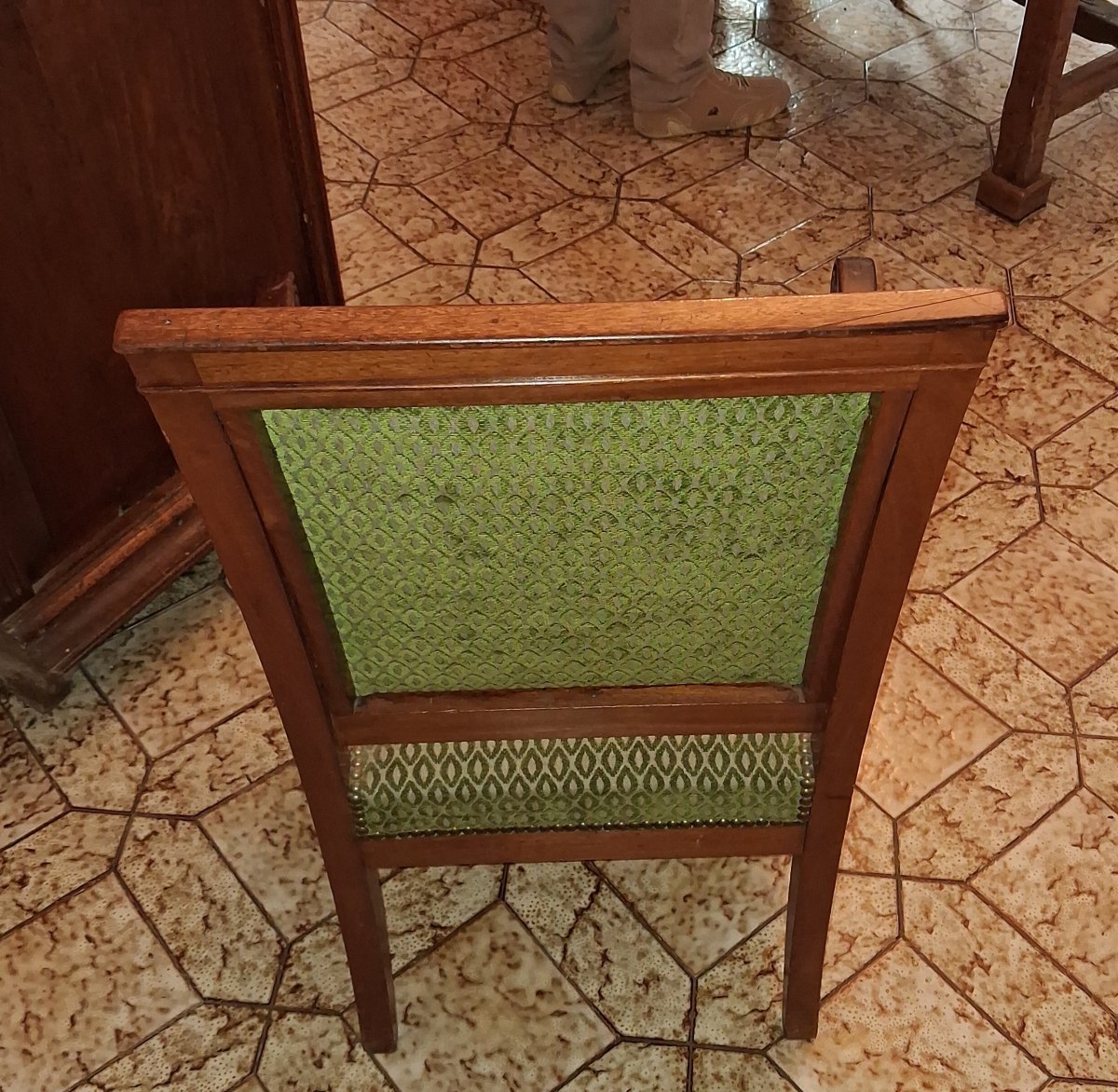 Fauteuil Empire aux dauphins En Acajou, Accotoirs à Consoles Sculptées-photo-6