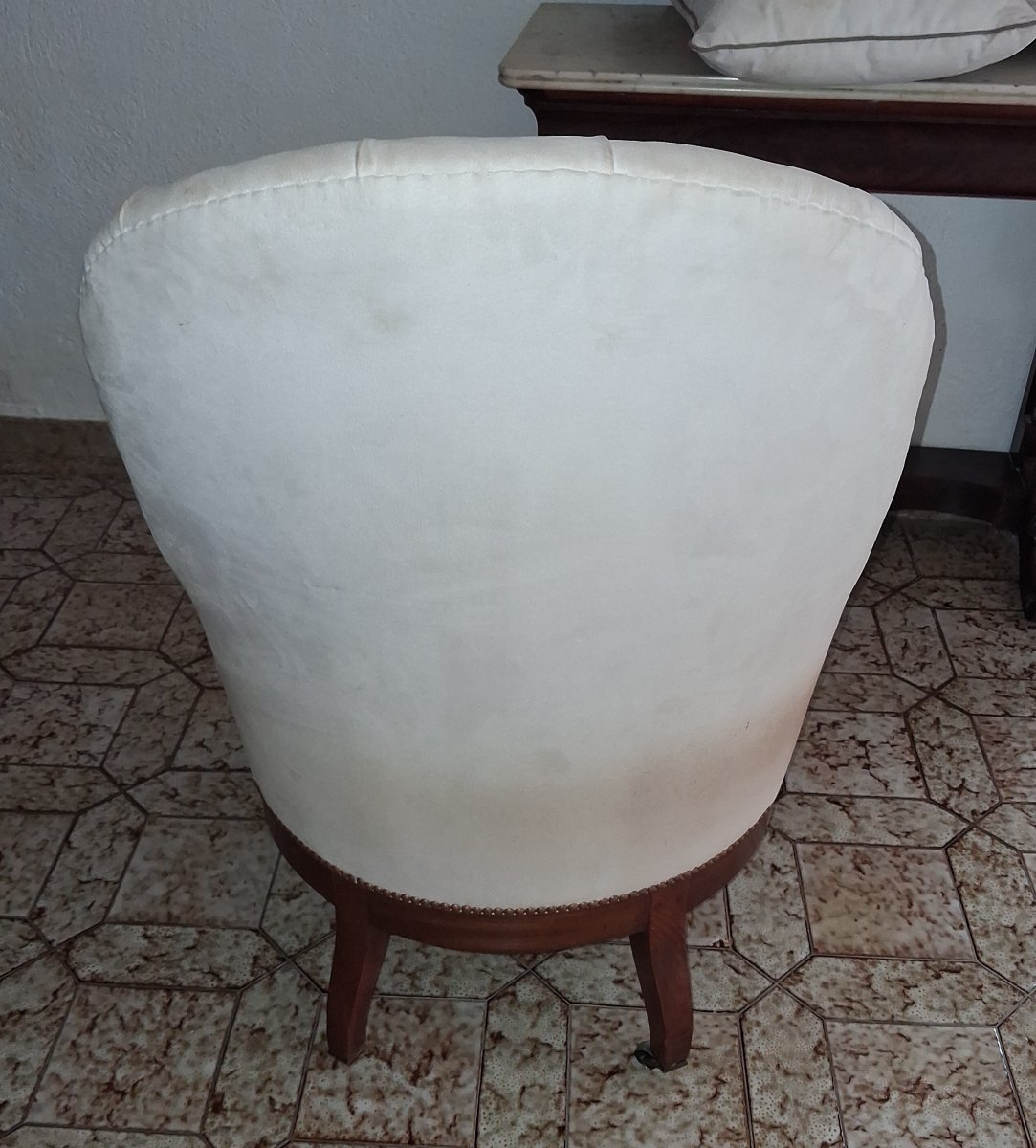 Fauteuil Cabriolet en acajou époque Napoléon III tissu Capitonné-photo-3