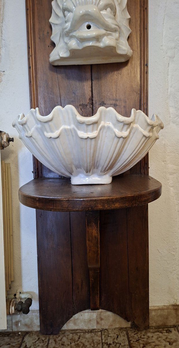 Emile Tessier: Wall-mounted Earthenware Fountain – 20th Century -photo-4