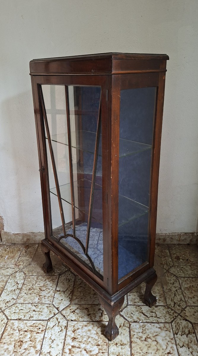 Vitrine De Présentation En Acajou, Style Anglais, Pieds Griffes Et Boules-photo-2
