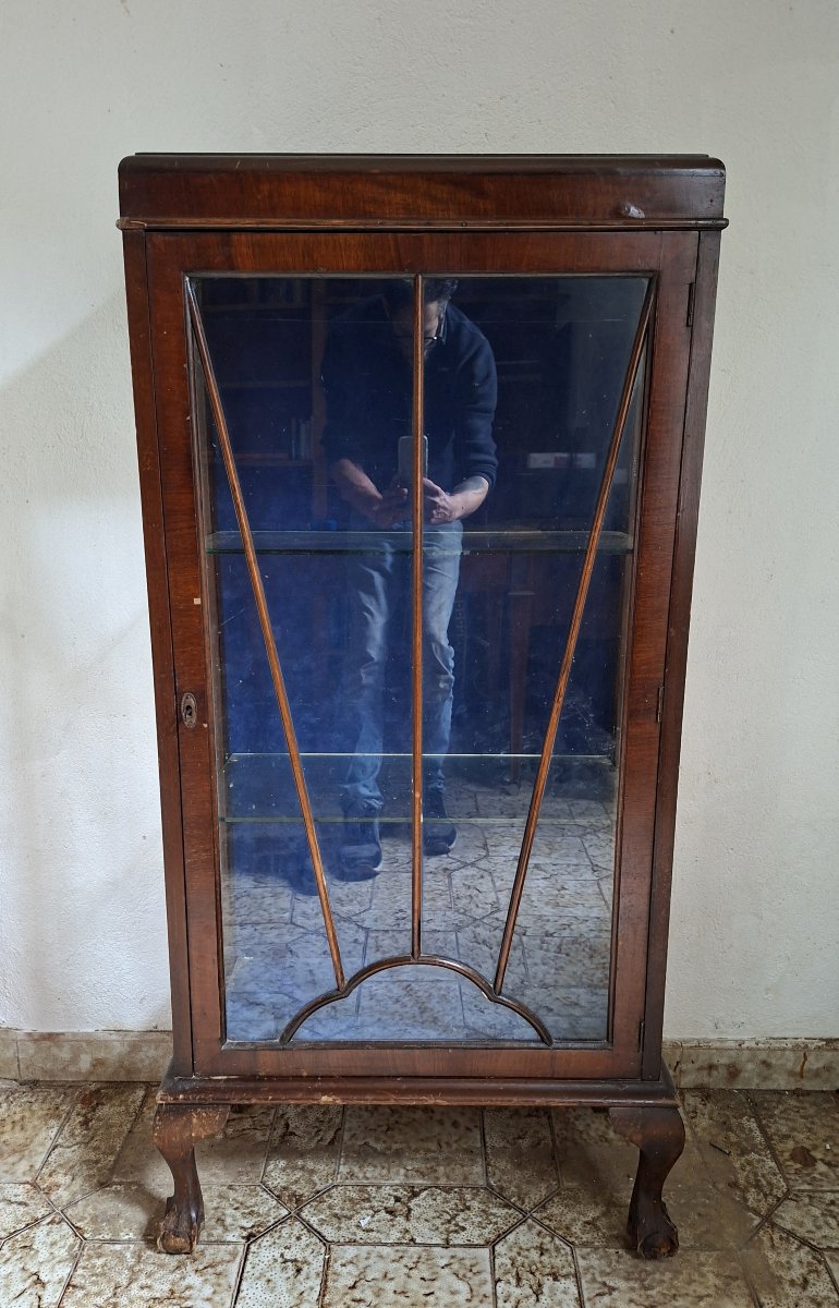 Vitrine De Présentation En Acajou, Style Anglais, Pieds Griffes Et Boules-photo-5