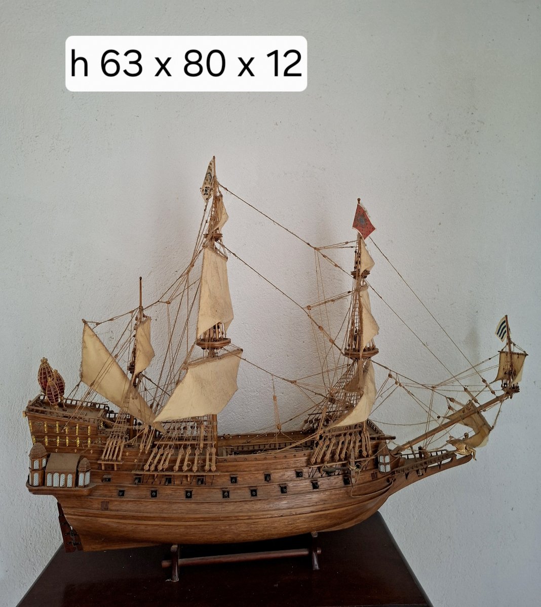 Large Model Of The Ship “la Couronne” – French Vessel From 1636  -photo-5