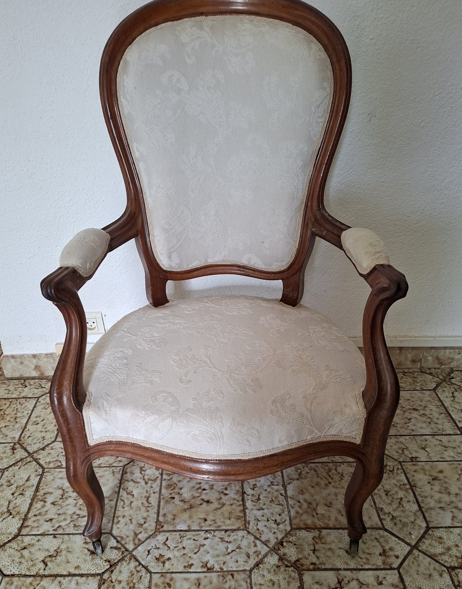 Louis-philippe Cabriolet Armchair In Mahogany – 19th Century-photo-4