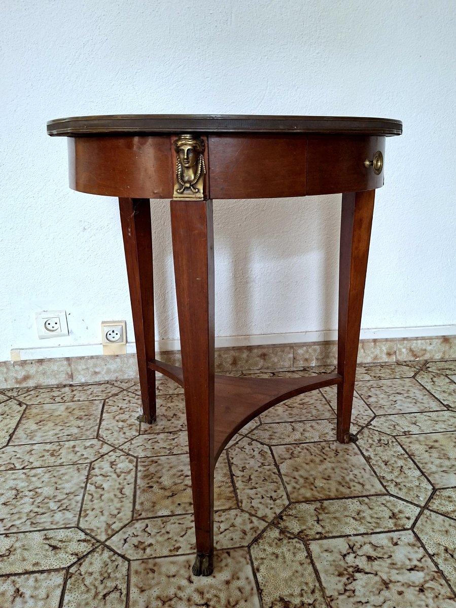 Table guéridon Empire en acajou à dessus marbre-photo-2