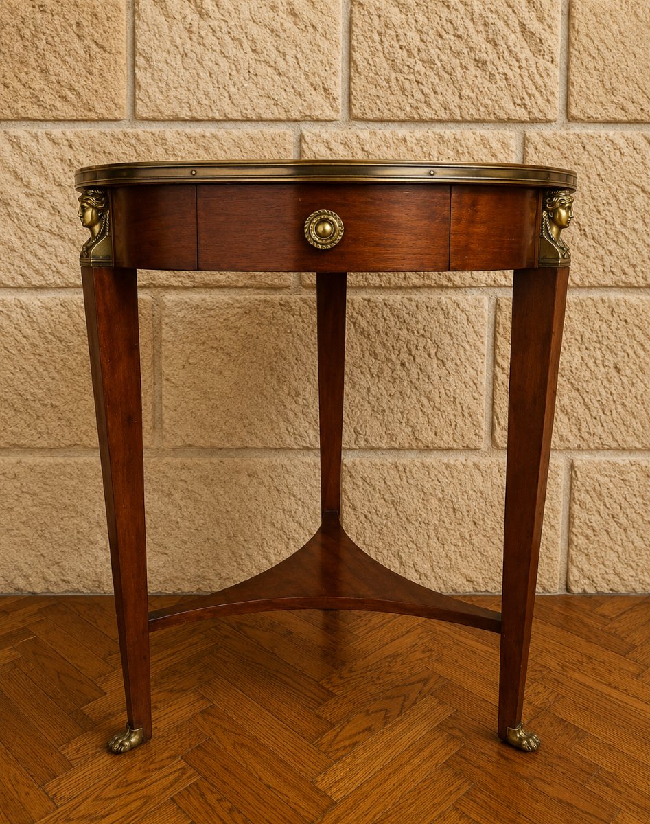 Table guéridon Empire en acajou à dessus marbre