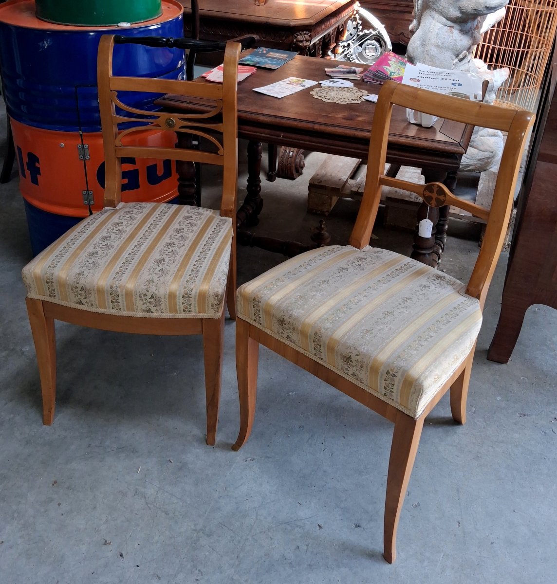 Paire de chaises Biedermeier en bois blond Époque Biedermeier-photo-1