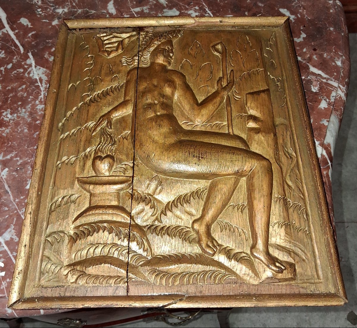 A Carved Oak Panel Depicting An Allegorical Female Figure -photo-2