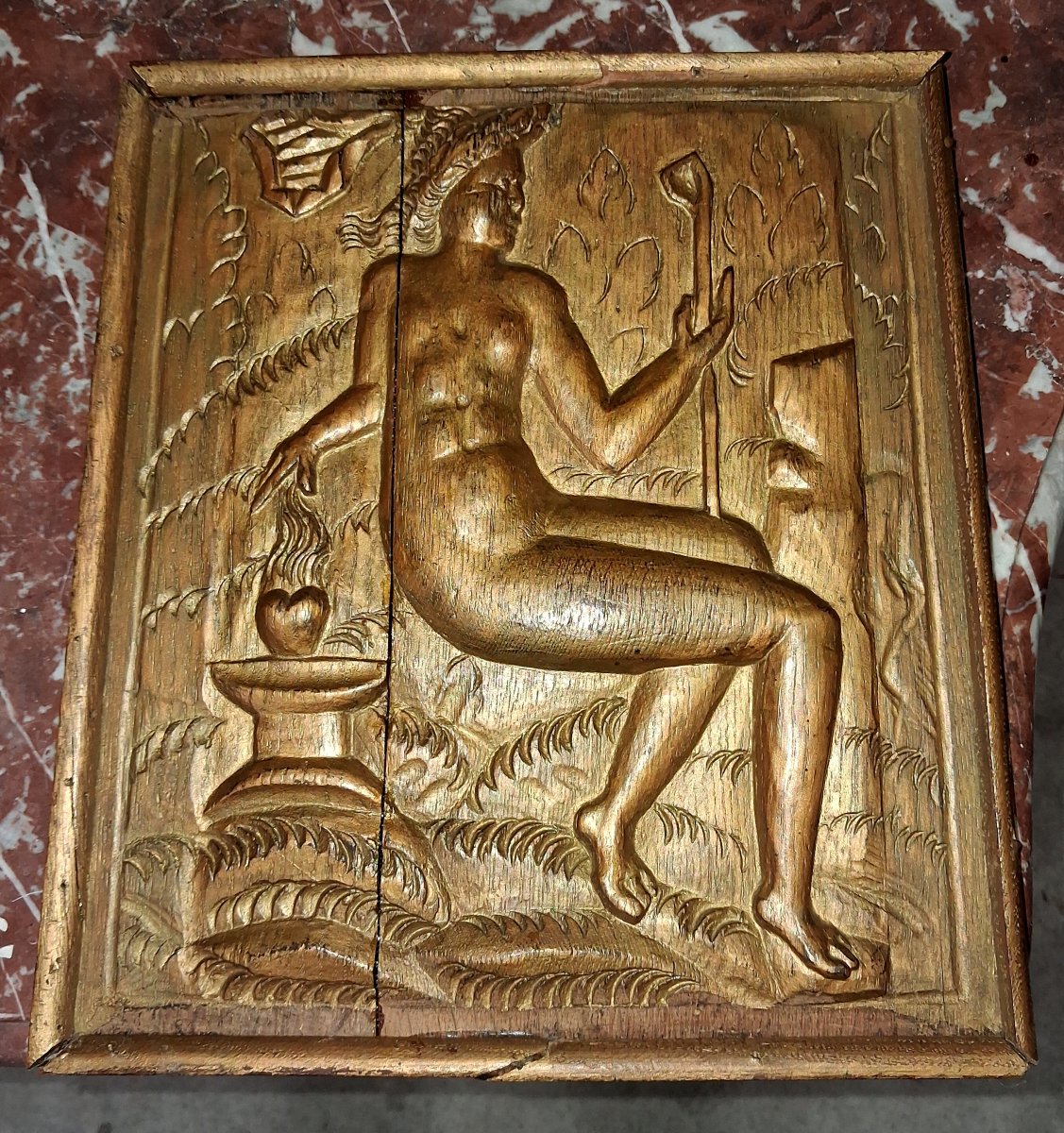 A Carved Oak Panel Depicting An Allegorical Female Figure -photo-3