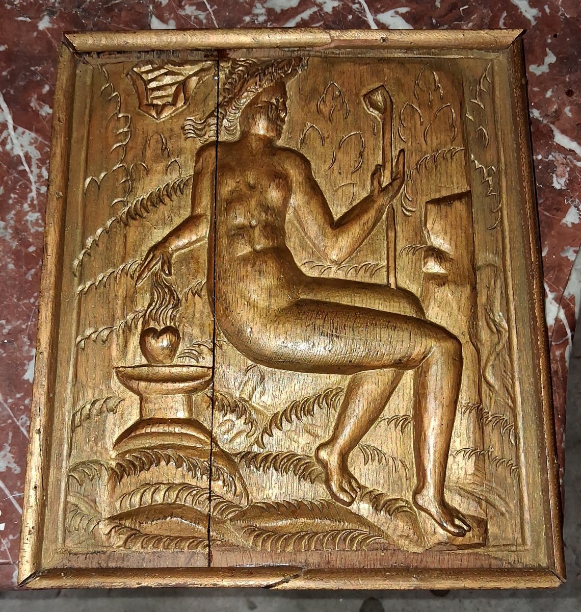 A Carved Oak Panel Depicting An Allegorical Female Figure -photo-4