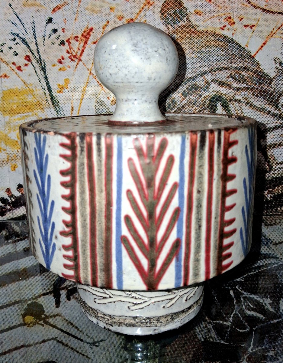 Boîte couverte en céramique de l'Atelier Le Mûrier – Années 1950/1960 