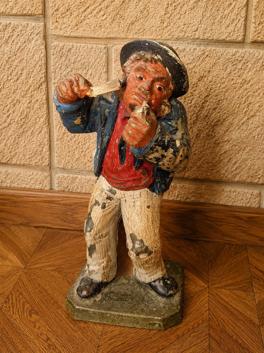 Statue Of A Popular Figure Made Of Polychrome Cast Iron 