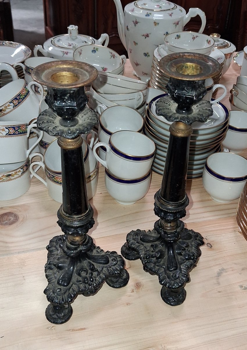 Paire de bougeoirs d'époque Napoléon III -photo-4
