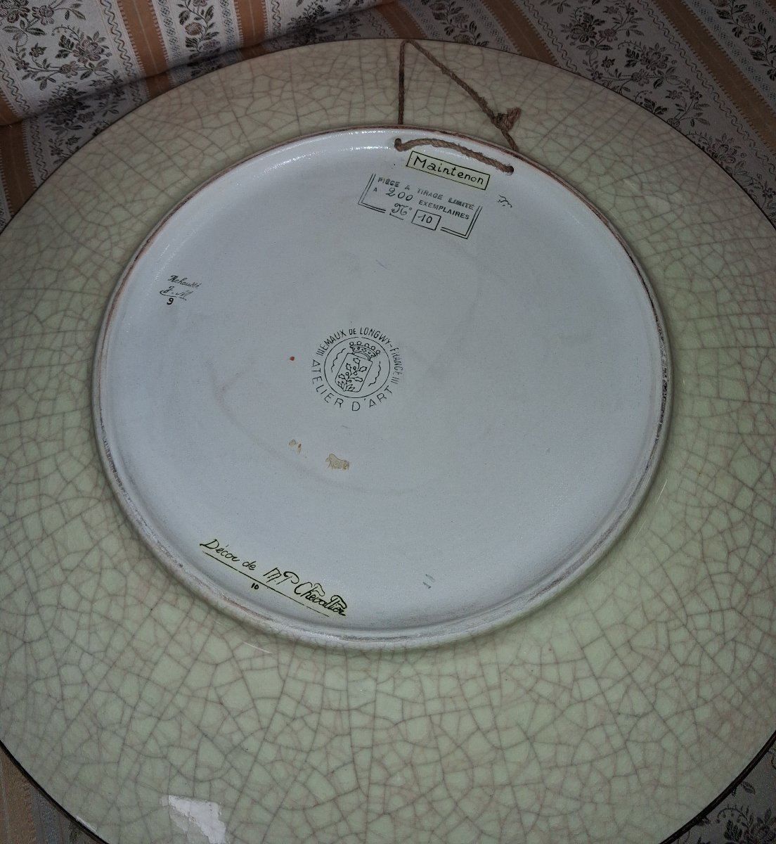 Large Decorative Dish Made Of Longwy Enamel – Maintenon Design  -photo-2