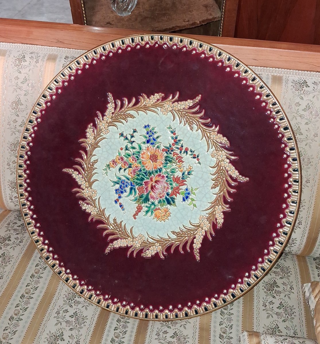 Large Decorative Dish Made Of Longwy Enamel – Maintenon Design  