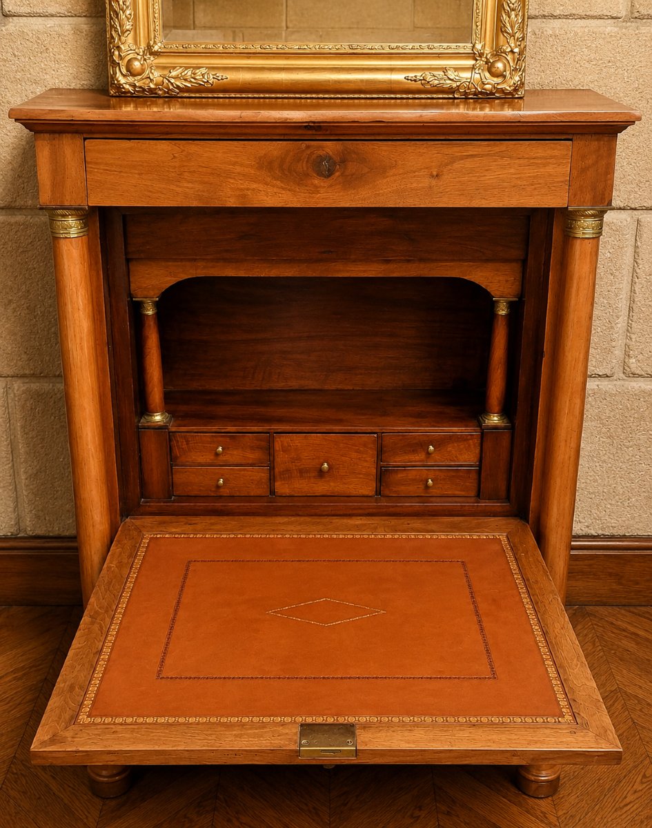 Secrétaire à abattant d'époque Empire en noyer – Début XIXe siècle -photo-4