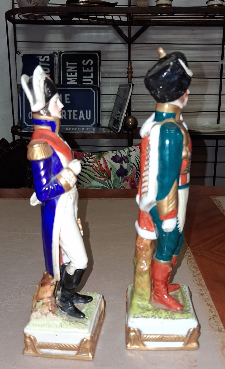 Paire De Statuettes Napoléoniennes En Porcelaine Polychrome -photo-4