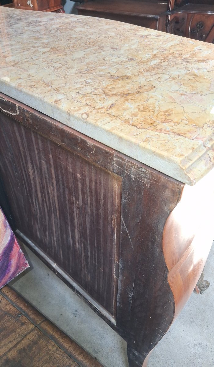 Curved Louis XV-style Chest Of Drawers With Marquetry-photo-5