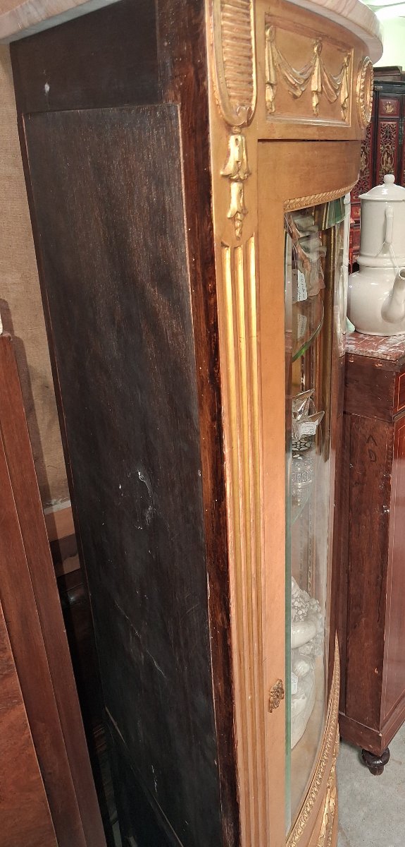 Vitrine d'Angle Louis XVI Laquée Et Dorée, XXe Siècle  -photo-3