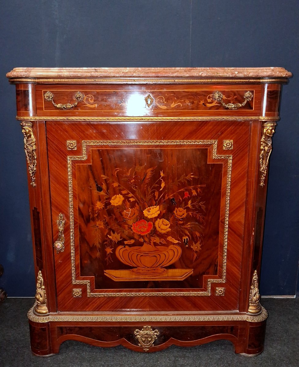 Meuble d’Appui Napoléon III En Marqueterie Florale  -photo-2