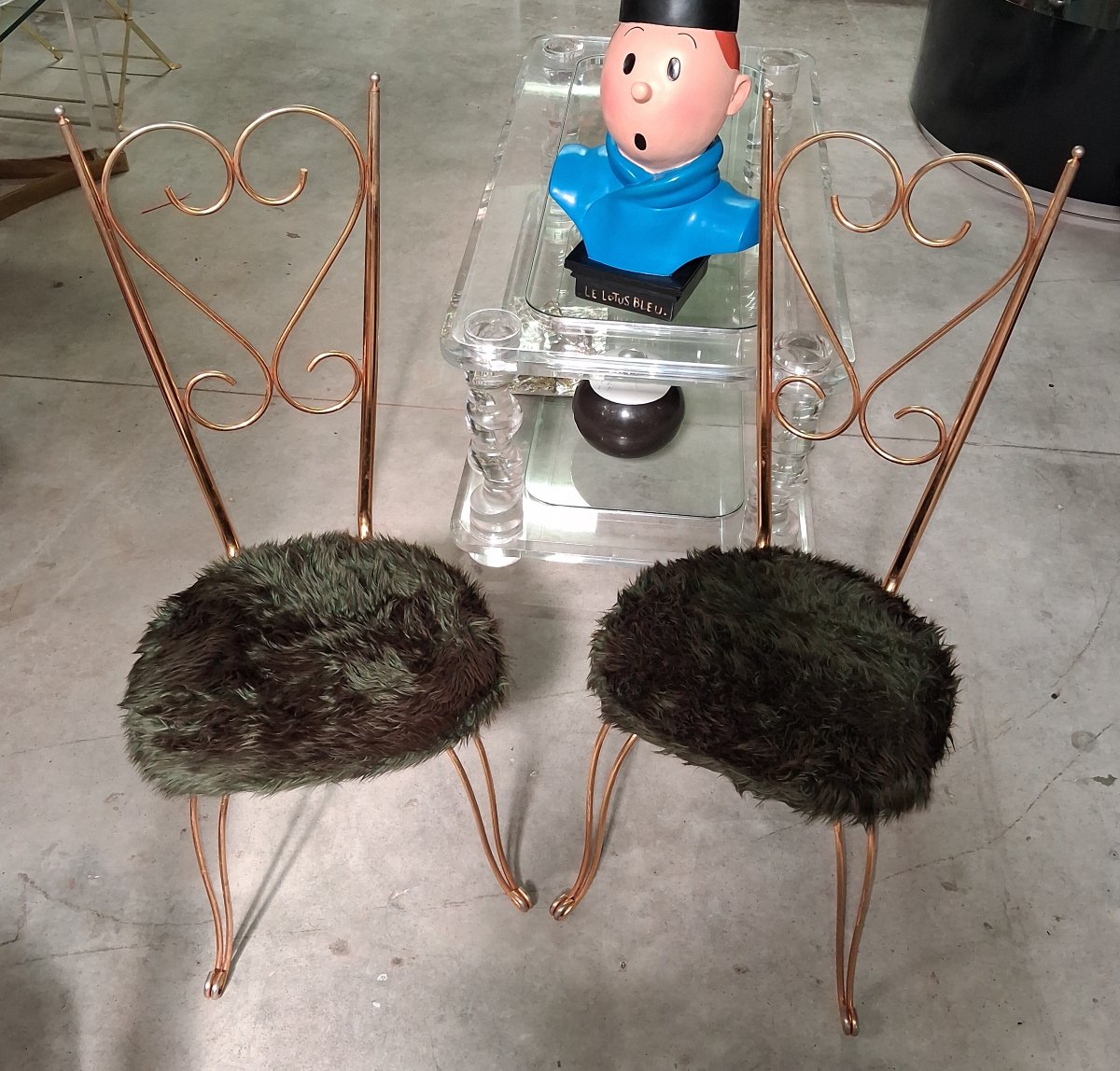 Paire de chaises en métal doré, esprit Maison Jansen, années 1970 -photo-1