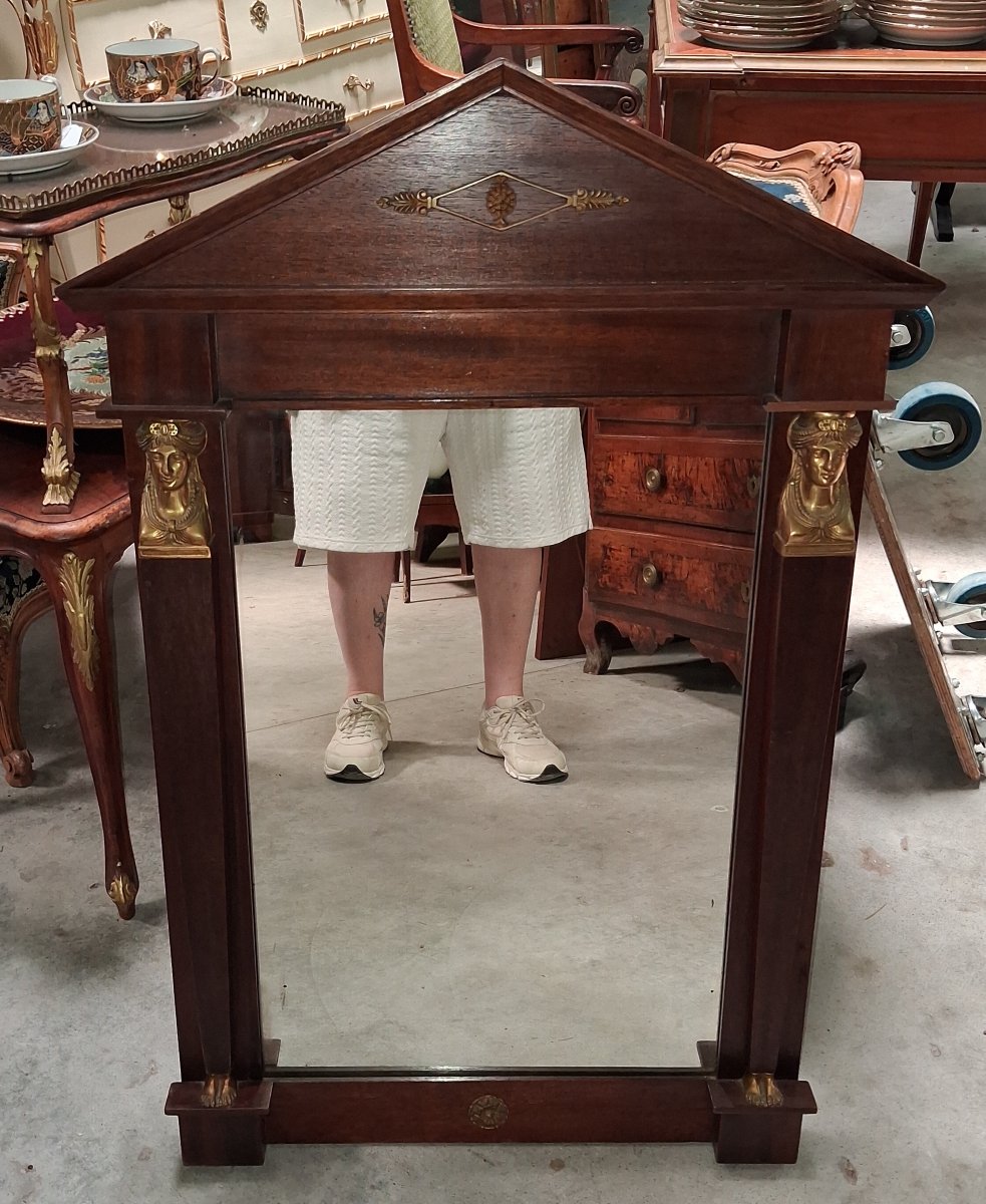 Empire-style Mirror With A Triangular Pediment, 19th Century  -photo-2