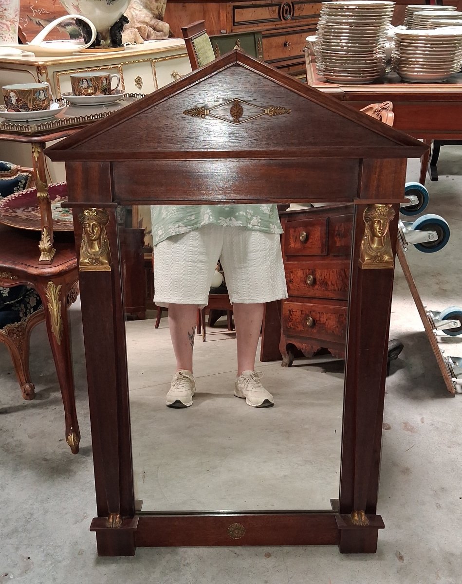 Empire-style Mirror With A Triangular Pediment, 19th Century  -photo-3
