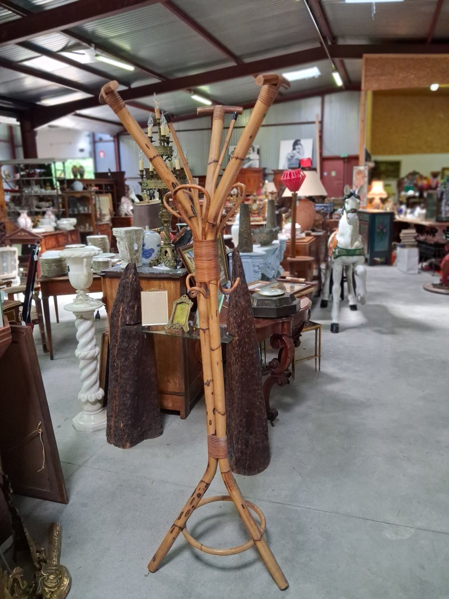 Bamboo And Rattan Parrot Coat Rack  -photo-2