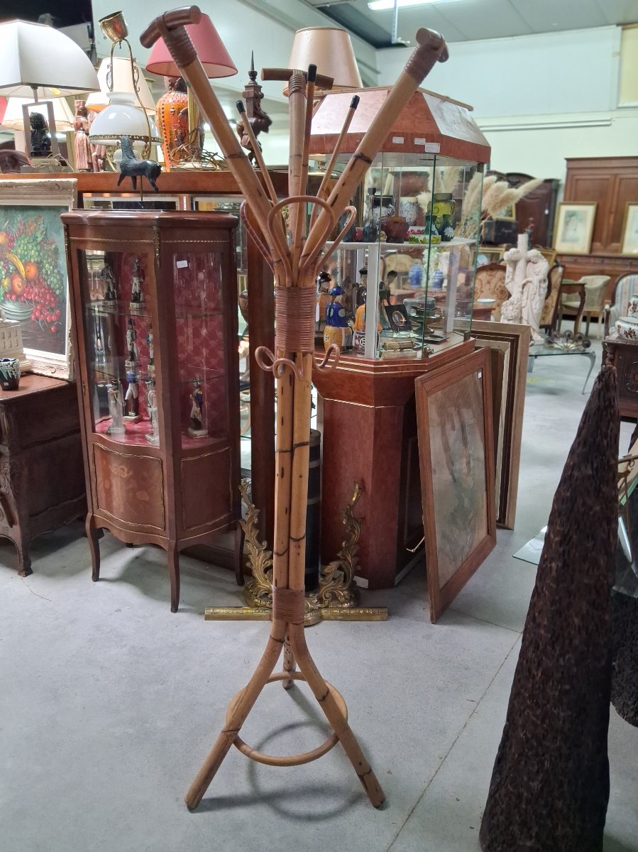 Bamboo And Rattan Parrot Coat Rack  -photo-3