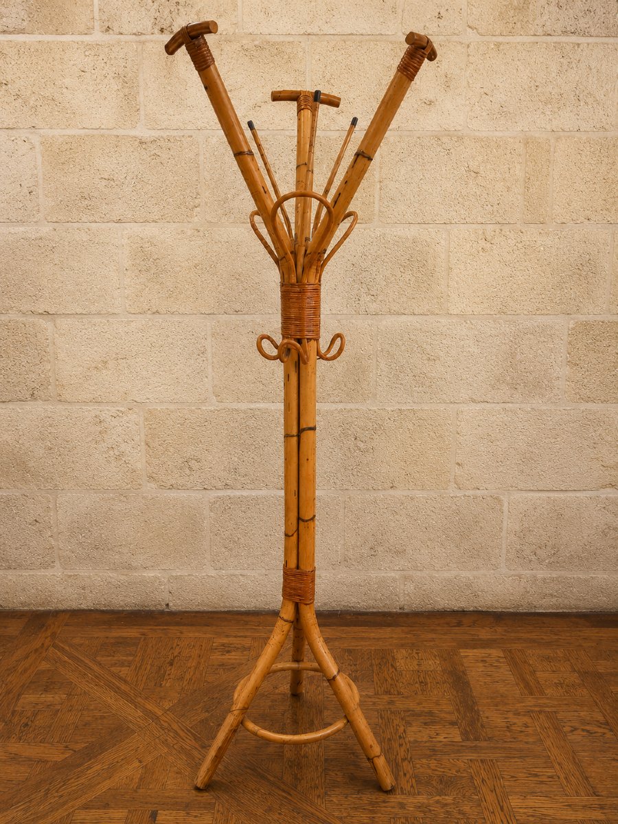 Bamboo And Rattan Parrot Coat Rack  