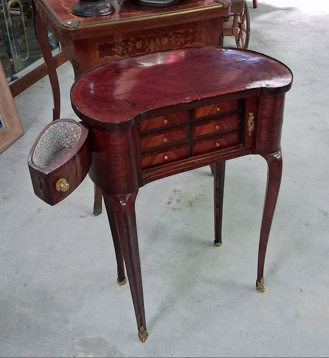 Commode de Dame en Marqueterie  style Louis XV-photo-3