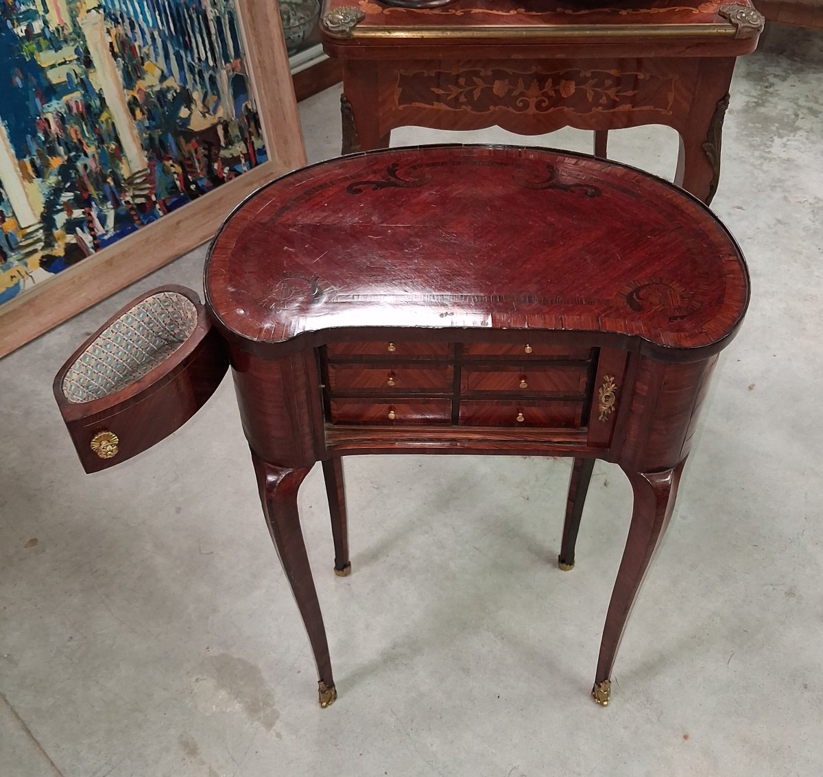 Commode de Dame en Marqueterie  style Louis XV-photo-4