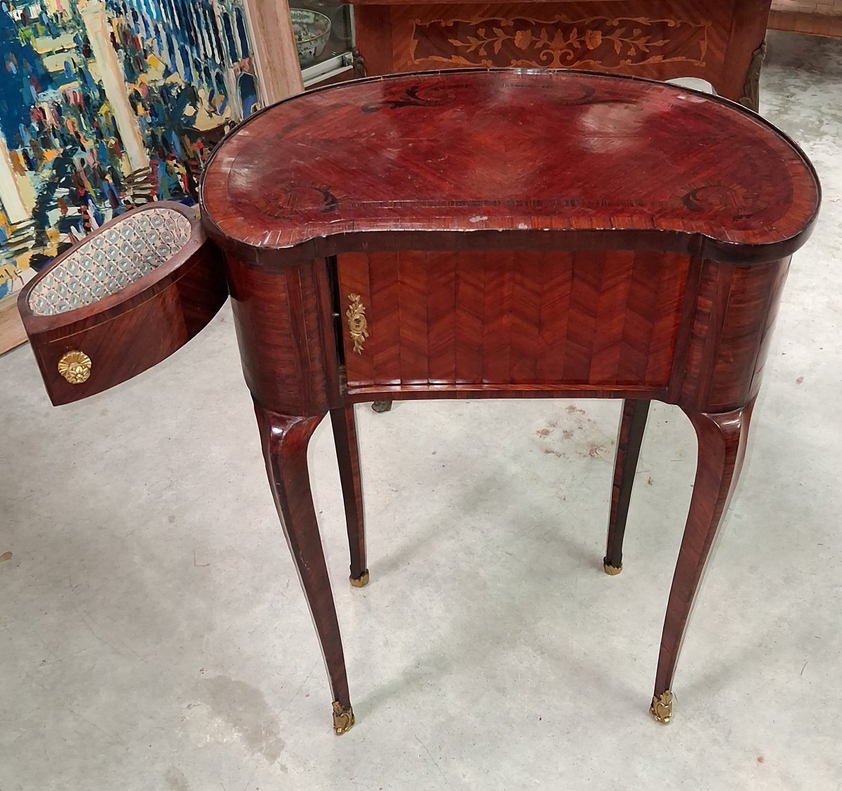 Commode de Dame en Marqueterie  style Louis XV-photo-1