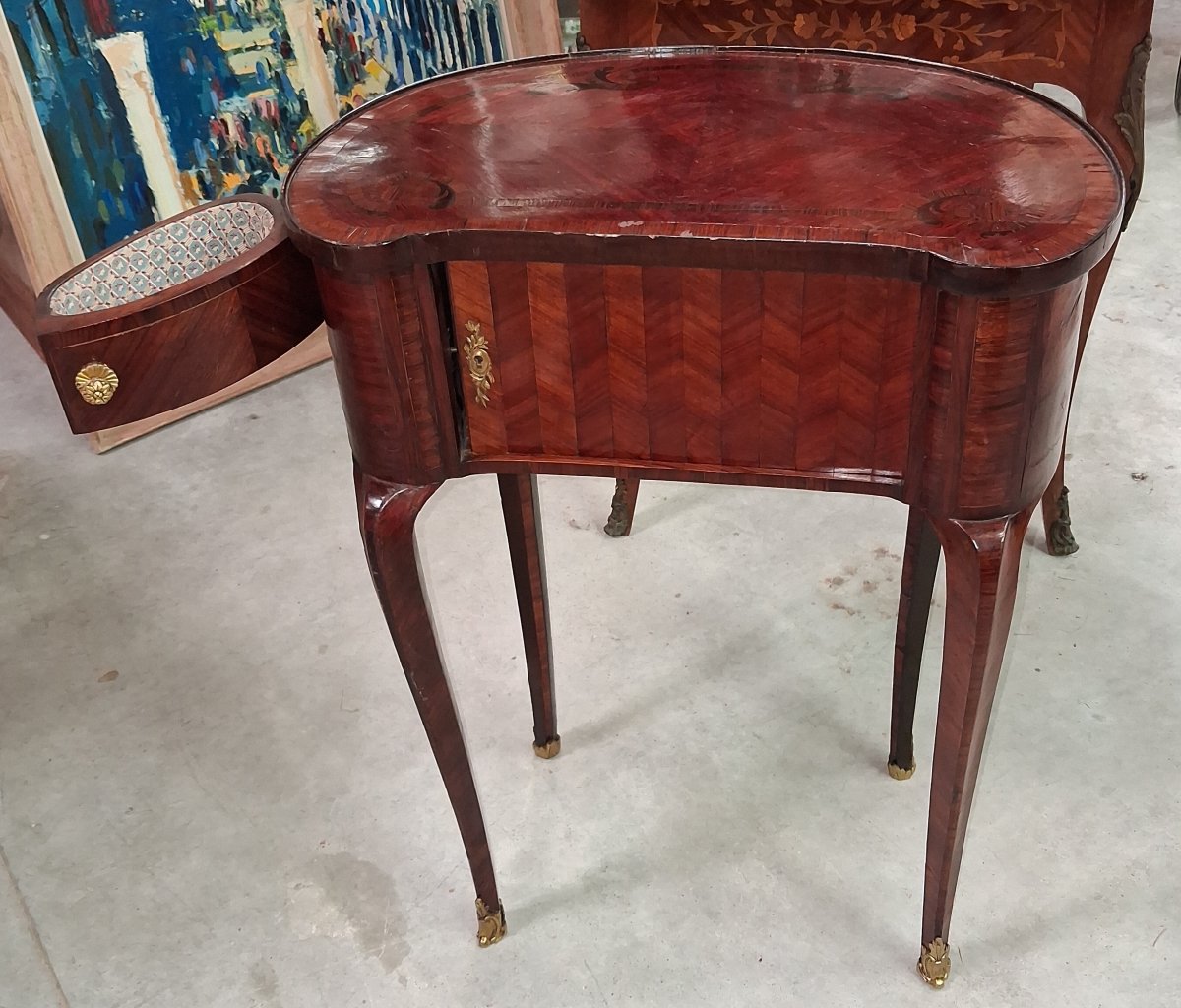 Commode de Dame en Marqueterie  style Louis XV-photo-2