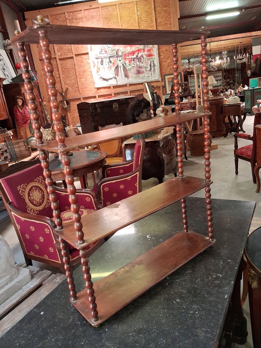 Mahogany Wall Or Display Shelf With Twisted Columns -photo-1