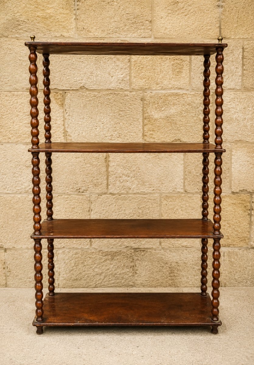 Mahogany Wall Or Display Shelf With Twisted Columns 