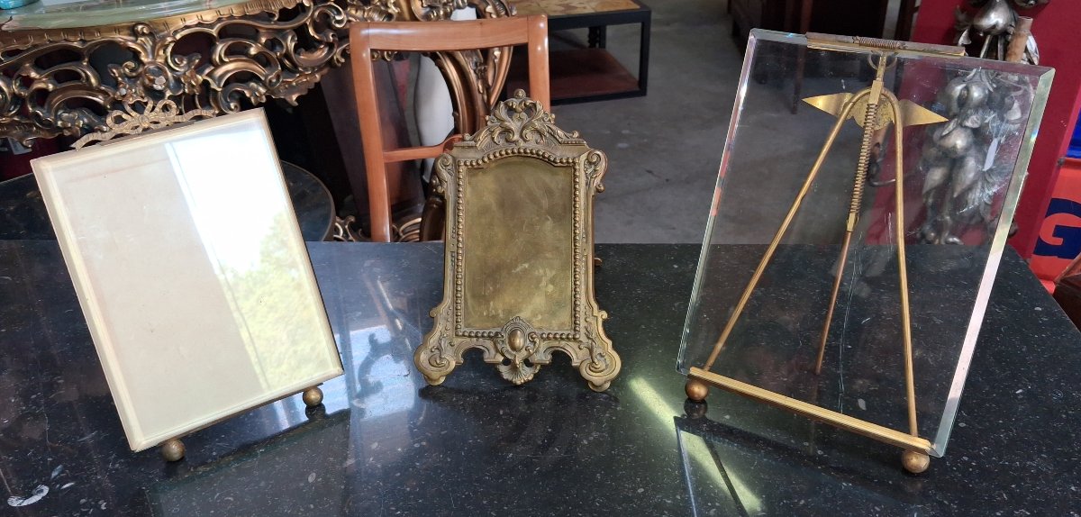 Set Of Three Gilt-bronze Picture Frames In The Louis XV And Art Deco Styles – 20th Century-photo-3