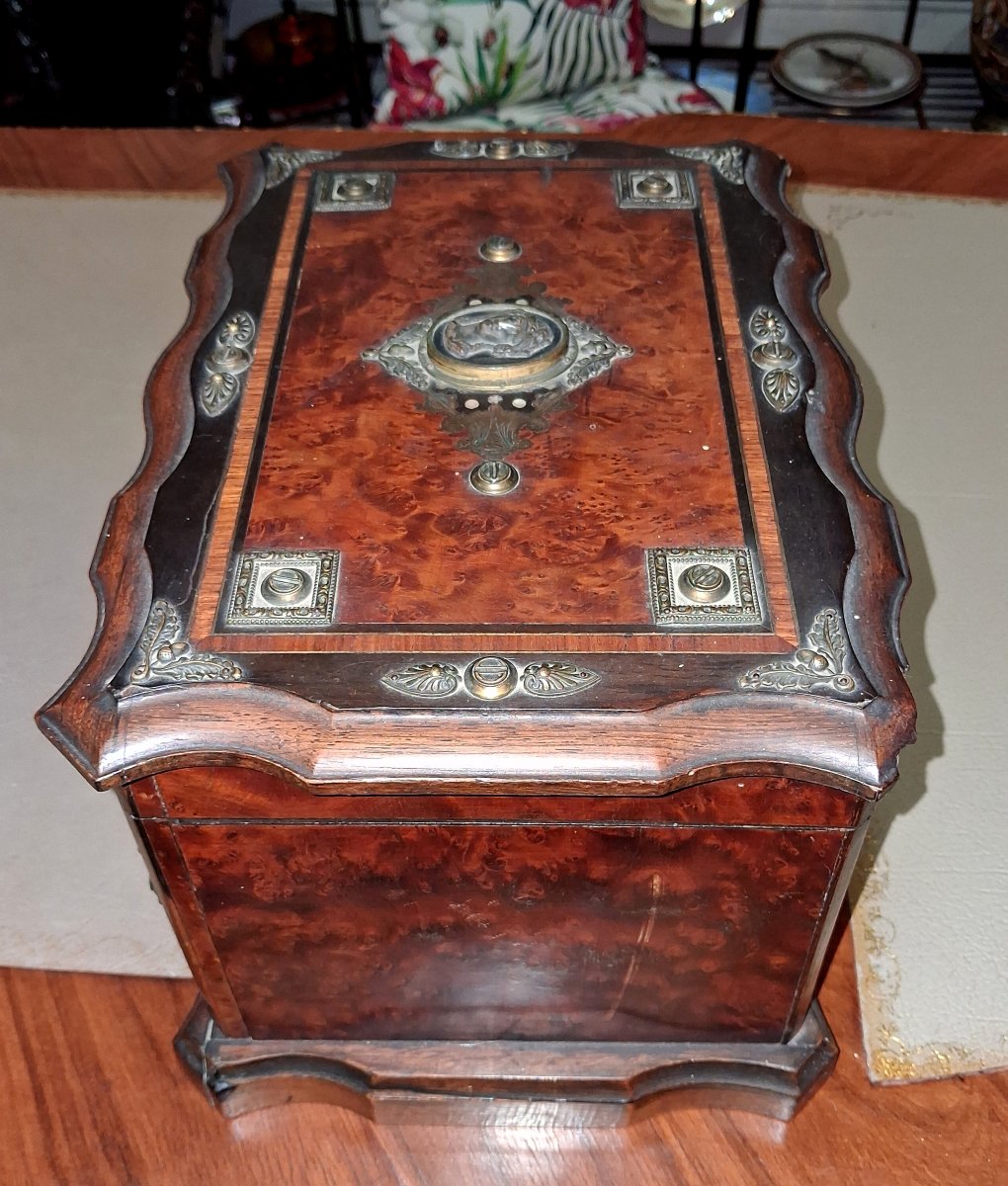 Cave à cigares / Coffret à cigares en loupe et bronze décoratif  Époque Napoléon III -photo-3