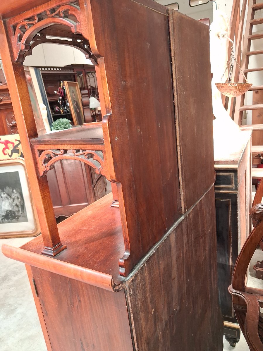 Étagère - vitrine japonisante Art Nouveau en acajou et nacre  Époque fin XIXe siècle-photo-7